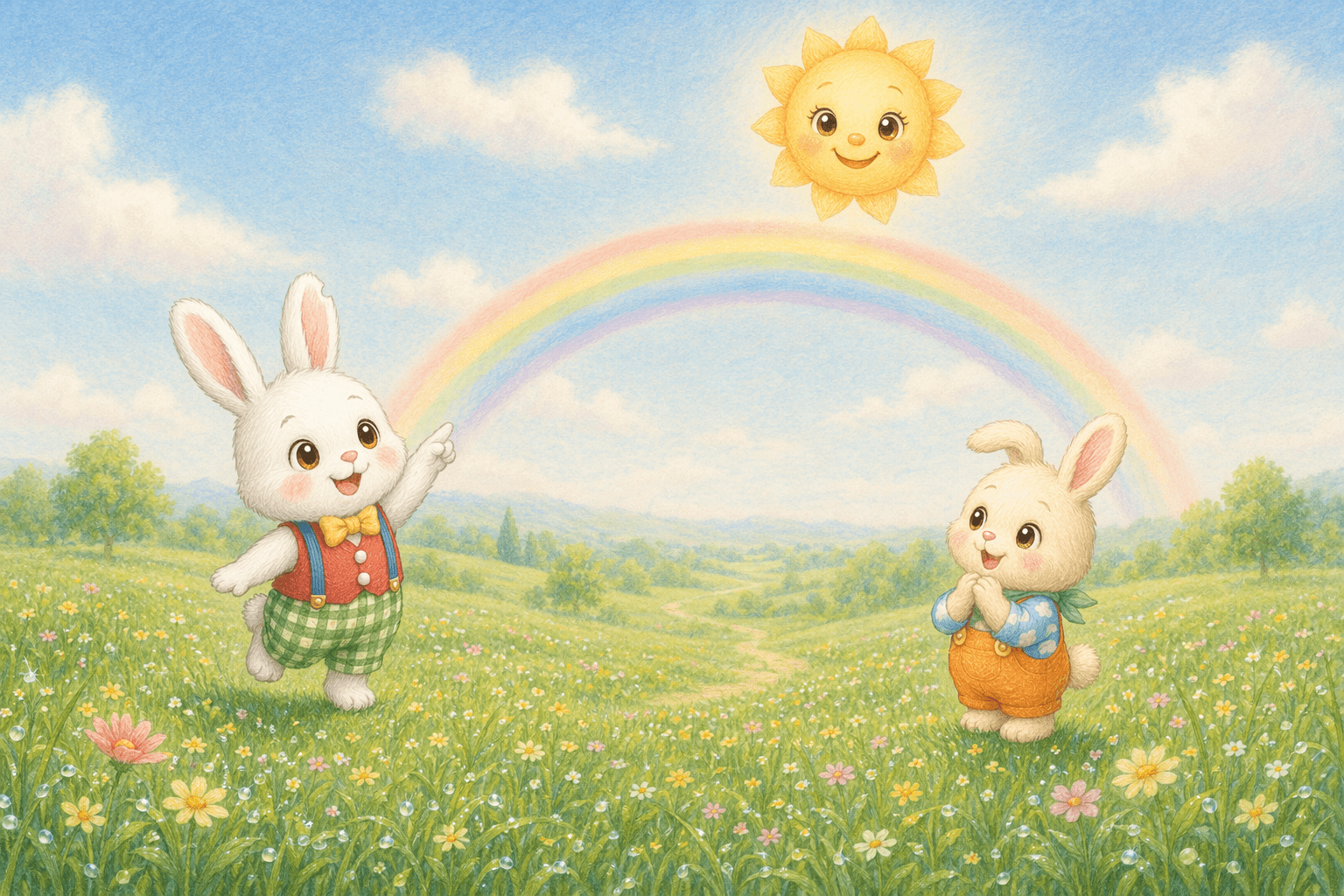 『にじの はしで おひさまへ』の挿絵その1