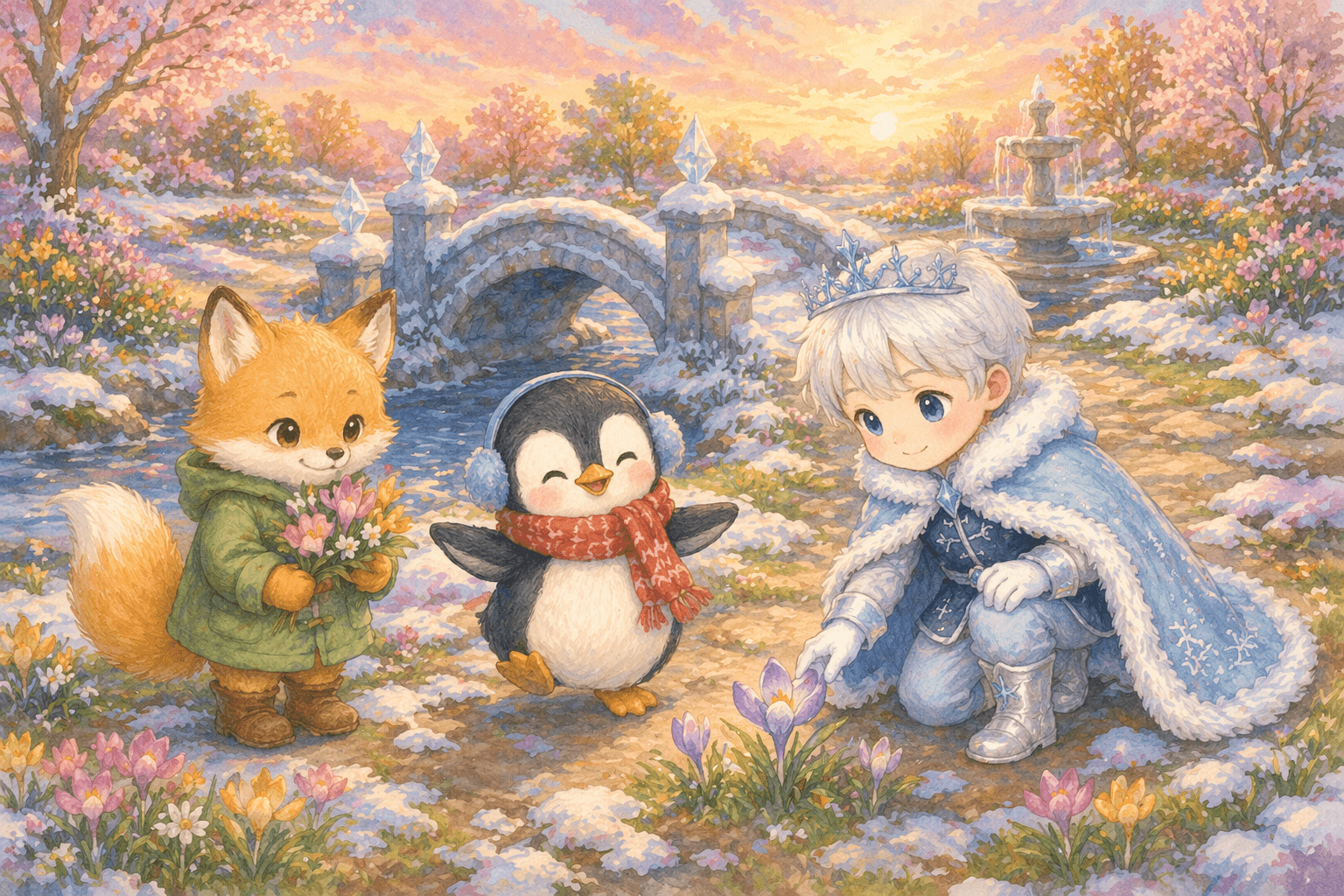 『ゆきの おうこくと ぺんぎんの うた』の挿絵その3