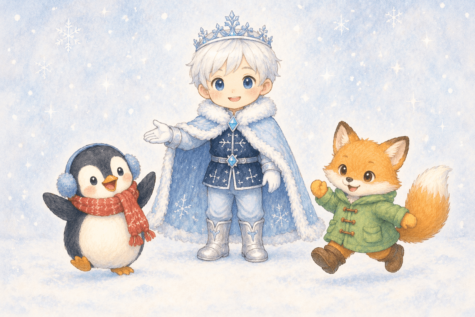 絵本『ゆきの おうこくと ぺんぎんの うた』の表紙