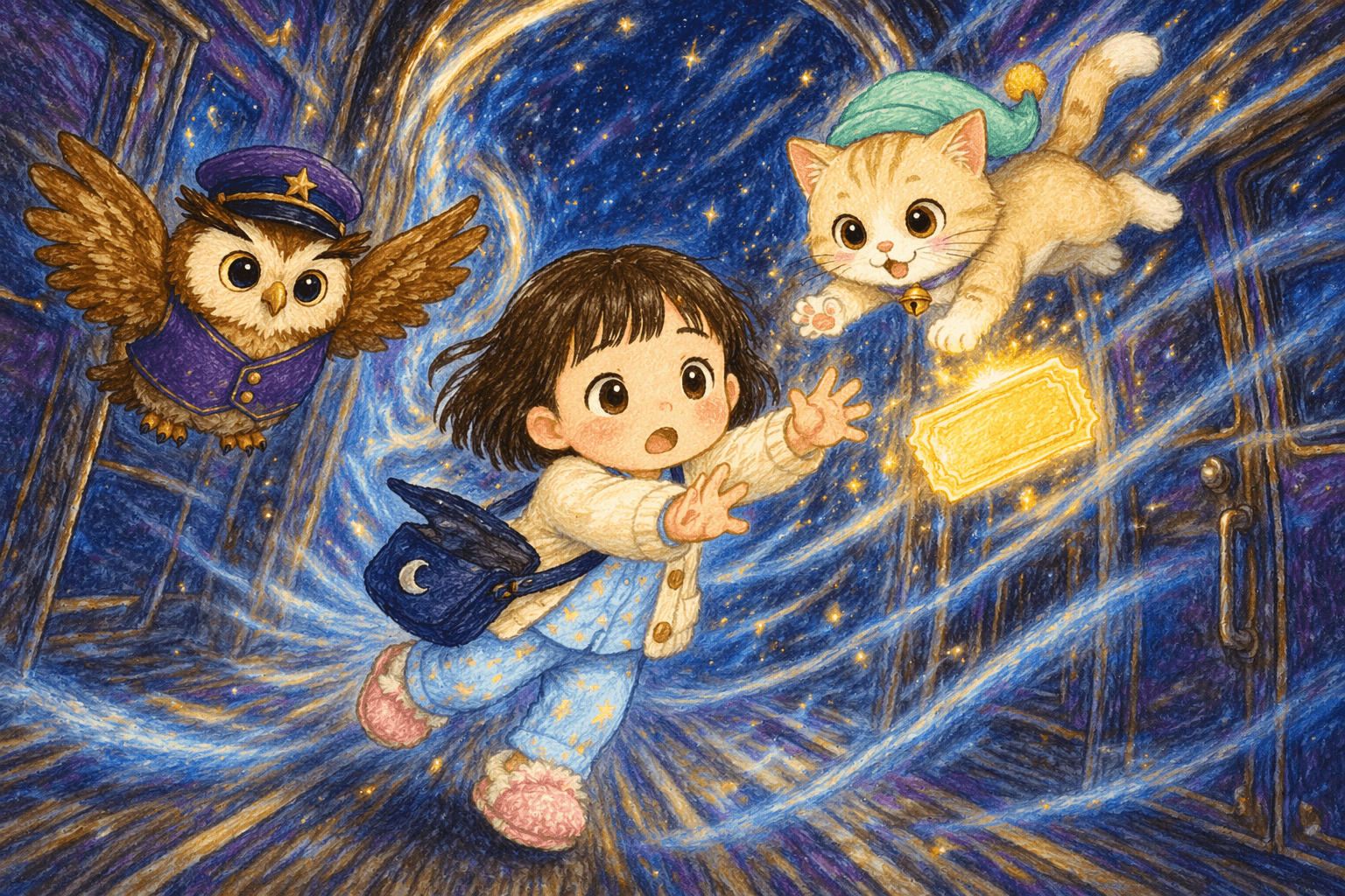『ゆめでんしゃと ほしのえき』の挿絵その2