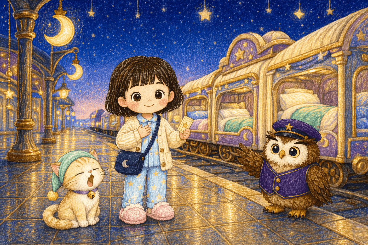 『ゆめでんしゃと ほしのえき』の挿絵その3